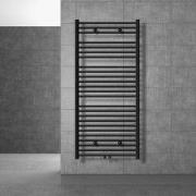 Badkamerradiator Sahara 750x1500 mm zwart mat recht met middenaansluit...