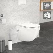 Keramisch wandcloset, 49 cm lang, randloos met bidet & soft-close Luxe...