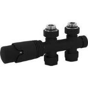 Fittingset Multiblock zwart rechtdoor incl. LuxeBath thermostaatkop