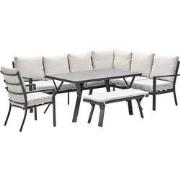 Sergio aluminium lounge-diningset - 8-persoons - rechts - zand