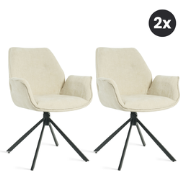 2x Eetkamerstoel Lenny - Stof Beige