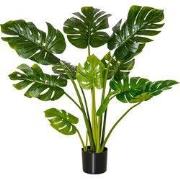 Kunstplant Monstera 110cm - 11 Bladeren en zwarte Pot