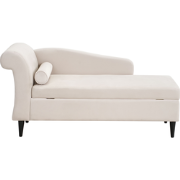 LUIRO - Chaise longue - Beige - Linkszijdig - Fluweel