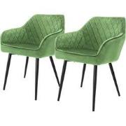 Eetkamerstoel set van 2 diamond quilting met rugleuning en armleuninge...