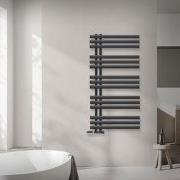 Badkamerradiator middenaansluiting 600x1200 mm antraciet met muuraansl...