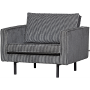 WOOOD fauteuil Rodeo - Streep - Zwart/Grijs - 85x105x86 cm