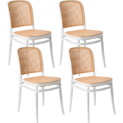 PLOSE - Eetkamerstoel set van 4 - Beige/Wit- Polypropyleen