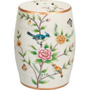 Fine Asianliving Keramische Kruk Wit Vogels Handgemaakt - Olenna