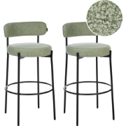 ALLISON - Barkruk set van 2 - Lichtgroen - Bouclé