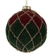 Clayre & Eef Kerstbal Ø 10x10 cm Rood Groen Glas