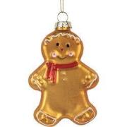 Clayre & Eef Kersthanger Gingerbread man 6x2x10 cm Bruin Glas