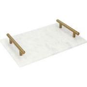 QUVIO Dienblad met gouden hendels - Marmer - Wit