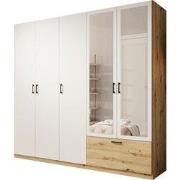 Meubella - Kledingkast Audrey - Wit - 225 cm - Met spiegel