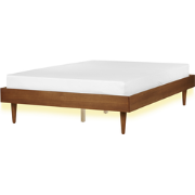 TOUCY - Bed met LED - Lichtbruin - 140 x 200 cm - Rubberhout