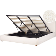 BLAGNAC - Bed met opbergruimte - Gebroken wit - 180 x 200 cm - Bouclé