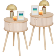 MISOU Nachtkastjes- Met Lade - Rond - Set van 2 -  Modern - Hout - Sla...