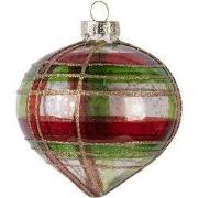 Clayre & Eef Kerstbal Ø 8x8 cm Rood Goudkleurig Glas