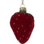 Clayre & Eef Kersthanger Aardbeien 6x5x8 cm Rood Glas