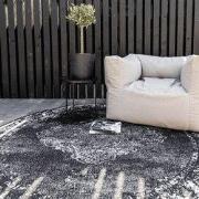 Rond Buiten vloerkleed sage - Zwart - dubbelzijdig - EVA Interior - Po...