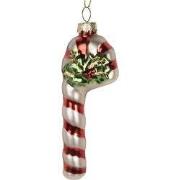 Clayre & Eef Kersthanger Zuurstok 4x3x12 cm Rood Glas