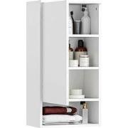 Wandkast voor de Badkamer met Verstelbare Planken en Open Vak - Wit