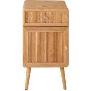 Nachtkastje met 1 deur en 1 lade, fronten met lamel-effect, H71 cm - A...