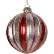 Clayre & Eef Kerstbal Ø 8x8 cm Rood Glas