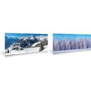 Achtergronddoek dubbelzijdig wintersport en bos 98x33 cm