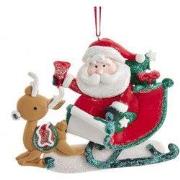 Ornament Santa met slee klei h11 cm