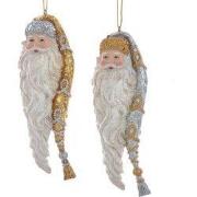 Ornament plastic santa hoofd l12cm goud