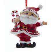 Ornament plastic kerstman zuurstok l8cm
