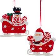 3.375 inch Santa/Snwmn Sleigh Orns 8,89x7,874x0,508 cm kerstornament
