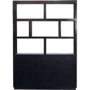 Vakkenkast Mangohout Zwart - 150x45x210cm - Open - Kast Luxurious