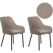 LOVERNA - Eetkamerstoel set van 2 - Beige - Corduroy