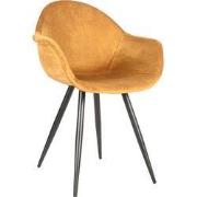 LABEL51 Eetkamerstoel Forli - Oker - Fluweel - Zwart Metalen Frame