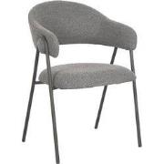LABEL51 Eetkamerstoel Lowen - Grijs - Boucle - Zwart Metalen Frame