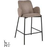 LABEL51 Barkruk Joni - Taupe - Micro Suede - Laag