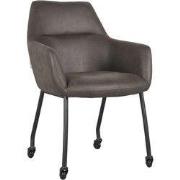 LABEL51 Eetkamerstoel Lenny - Antraciet - Micro Suede - Zwart Metalen ...