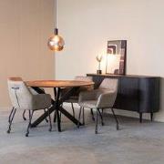 LABEL51 Eetkamerstoel Lenny - Taupe - Micro Suede - Zwart Metalen Fram...