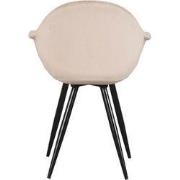 LABEL51 Eetkamerstoel Forli - Zand - Fluweel - Zwart Metalen Frame