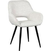 LABEL51 Eetkamerstoel Fer - Wit - Boucle - Zwart Metalen Frame
