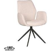 LABEL51 Eetkamerstoel Mellow - Naturel - Boucle - Zwart Metalen Frame