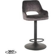 LABEL51 Barkruk Fer - Antraciet - Velours - Gaslift