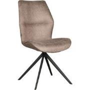 LABEL51 Eetkamerstoel Comfy - Taupe - Micro Suede - Zwart Metalen Fram...