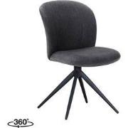 LABEL51 Eetkamerstoel Kimo - Antraciet - Cosmo - Zwart Metalen Frame
