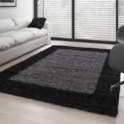 Hoogpolig vloerkleed - Candy Shaggy Antraciet Lijstmotief - 240 X 340 ...