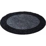 Candy Shaggy Lijstmotief Rond vloerkleed - antraciet - 120 X 120 ROND ...
