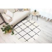 Candy Diamond Rond Hoogpolig Crème / Zwart vloerkleed - Geruit - 200 X...