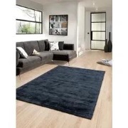 Lumbini Effen Viscose Zwart vloerkleed - Handgeweven - 140 X 200 CM
