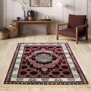 Isfahan vloerkleed - Oosters Medaillon Gebloemd Klassiek - Rood / Blau...